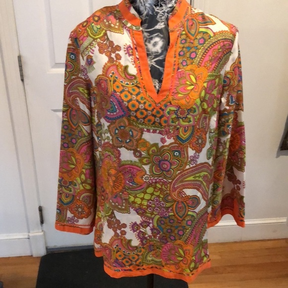 MILLY of NEW YORK size 10-12 multi colored paisley print Mini Skirt & tunic - Picture 3 of 16